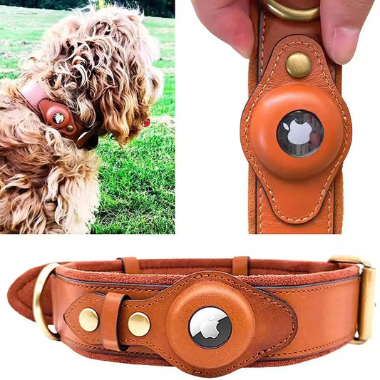 Leder Hunde Halsband AirTag